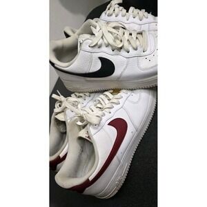2 Pairs Nike Air Force 1‎ '07 Shoes White Team Red Black CZ0326-100 Men 11.5 EUC